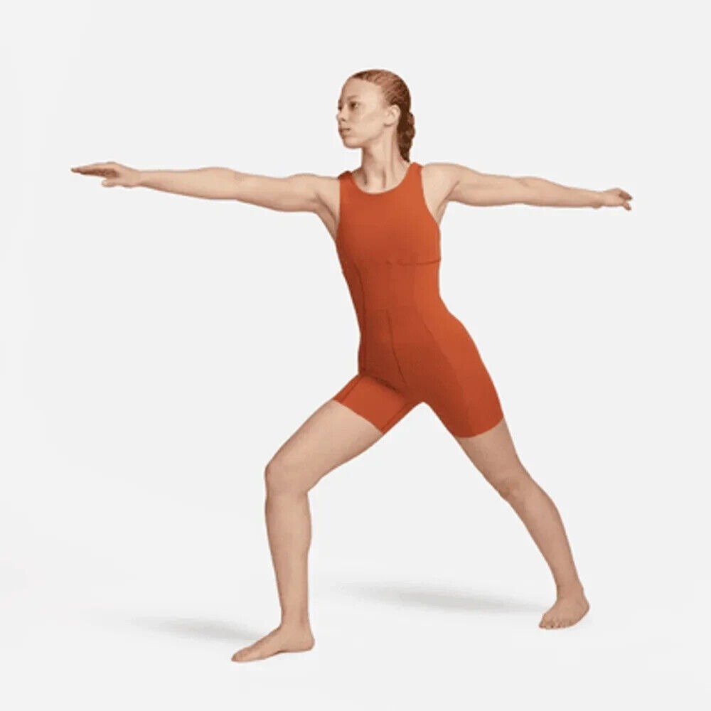 Nike Yoga Dri-Fit Luxe 5" Jumpsuit Rust Orange  Size‎ XL NEW